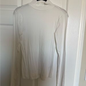 a.n.a White Ribbed Mock Neck Top